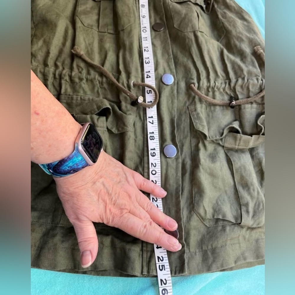 Forever 21 Khaki Hoodie Pull-String Vest with Metal Studs, Great w Tights - Picture 10 of 11